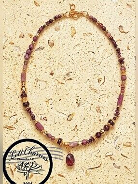 Ravishing Ruby Bohemian Nuggets And Beads In Artisan Gold Necklace Or Choker